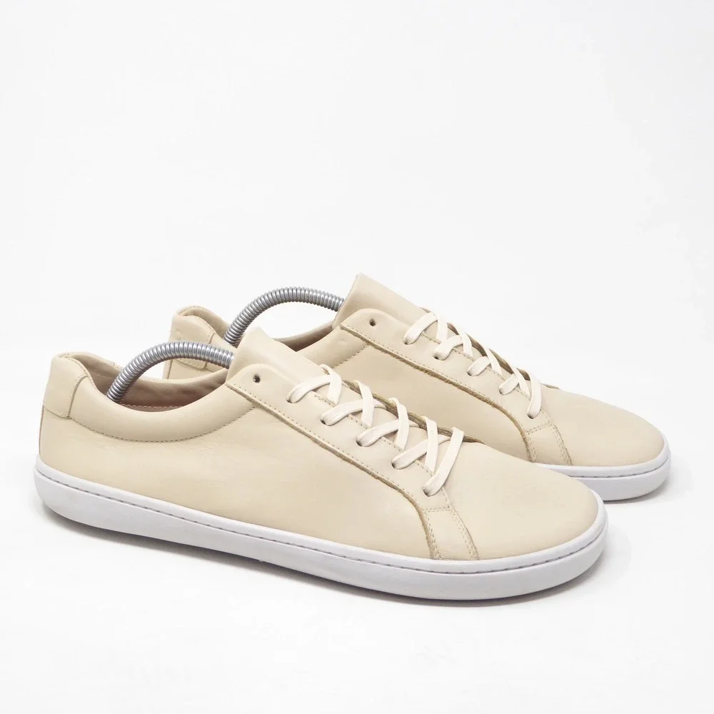 Origo Men Everyday Sneakers Latte Beige Leather Barefoot Minimalist Low Top 10